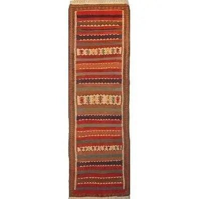 One Of The Kind Gazvin Persian Kilim 10'9" X 3'4"